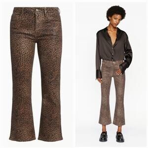 Frame Le Crop Mini Boot Jeans Leopard Print Animal Mid Rise Women's size 28
